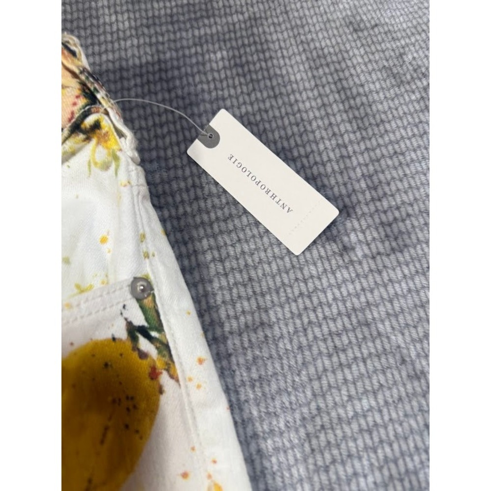 Anthropologie Pilcro The Letterpress Lemon Floral Boot Jeans Womens White 32X27 - Picture 2 of 11